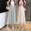 Skirts Summer Skirt Women's Chiffon Nailed Beads High Waist Irregular A-Line Large Swing Fashion Chic Ladies Mid-Skirt