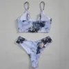 Swimwear 2024 Tie Tie Dye Impression Push Up Up Bikinis Femmes Sexy Marbre MAINTORME MIDI FEME FEMME DE BAINURS SUM