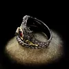 Bands Anneaux Retro Fashion Two-Color Electroplate Red Zircon Ring Creative Geometric Black Gold 925 Silver Jewelry H240425
