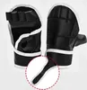 Équipement de protection 1 paire de gants de boxe de demi-doigts noirs PU Cuir Combat Kicking Boxing Gants Karate Muay Thai Training Gants 240424