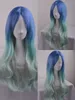 High Lolita Fashionable and Elegant Dark Blue Hair Gradient Colored Slim Curly Temperature Silk Mid Split bangs Cos Wig