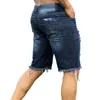 Men's Jeans Summer Ripped Washed American High Waist Pierced Tassel Denim Shorts Man Pants Casual Straight Leg