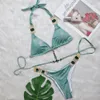 European and American sexy crystal diamond bikini lace-up women's split swimsuit beach swimsuit