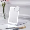 Spiegel LED -Make -up -Spiegel tragbare Faltspiegel Touchscreen Eitelkeitsspiegel Drei Farben Leichte Modi Wanderer Spinktisch Spiegel