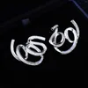 Pendientes de sementales 18k oro real infinito amor sin fin sin fin de circón transparente para mujeres tendencia joyas finas regalos de San Valentín