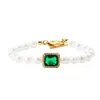 Beaded Delysia King 2021 New Pearl Armband Creative Retro Fashion Simple Temperament Inlaid Green Gem Armband