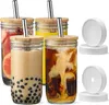 Tumblers 24oz glazen beker met deksel en stro transparant bubble theesap voor melk mokka -kopjes ontbijt mug drinkware H240425