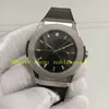 Autentyczny obraz Super automatyczny zegarek dla męskiej stali nierdzewnej czarny wybieranie klasycznego 42 mm skórzana gumowa opaska przezroczyste tylne 9015