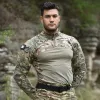 T-shirts Taktisk skjorta strid Män kläder militär elasticitet man camo t multicam armé långa jaktkläder