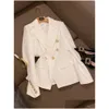 Damskie garnitury Blazers Women June Lips Allmatch Dudzki Zielony Zielony Blue Nude Black Blazer Jacket Gold Buttons Podwójnie piersi Drop de Dh1fb