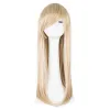 Perruques Feishow Long Wavy Wig synthétique résistant à la chaleur inclinée Fringe franges Costume de cheveux blonde Péruca Party Salon Femme Positre