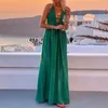 Summer Casual Shlee Bide Side Split Długie sukienka Kobiety Elegancka głęboka pułek w szpic Solid Bohe Fashion Hollow Party 240417