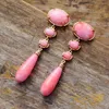 Dingle örhängen kvinnor tappar smycken rosa semiprecious sten örhänge designer lyx grossist