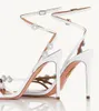 Elegant Aquazzura Starry Night Women Sandals Shoes White Gold Party Wedding Pumps Flower Crystal Embellation Lady High Heels Dress Shoe EU35-43 med låda