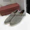 Loro piano lp original italiensk slip-on mocka slip på sko platt botten casual loafer mens skor känns si znst