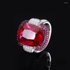 Anneaux de cluster 925 Bijoux en zircon en argent sterling 12x16 mm Big Ovale Forme verte rouge Ruby Ruby Rogue pour les femmes