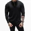 Homme mode T-shirt Casual Fashion Couleur en manches longues Polo Slim de haute qualité T-shirt Fitness Gym Fitness 240411