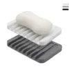 Bathroom Silicone Soap Dish Drain Bath Drain Soap Rack Kitchen Countertop Sponge Rack Drying Tray