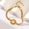 Urok Bracelets Eiliieck 316L Stal nierdzewna Vintage Bransoletka słoneczna dla kobiet dziewczyna moda impreza złoto kolor wodoodporny biżuteria na nadgarstek