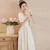 Party Dresses Ofallsis French Style White Evening Gown 2024 Summer Wedding Engagement High End Toasting Registration Certification