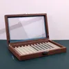 Penbox Zwart Walnut Stationery opslag display 12 bits stofdichte kasthut