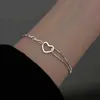 Kralen luxe mode dubbele liefde hart holle ronde kralen armband voor vrouwen verstelbare armband romantisch trouwfeest sieraden cadeau 240423