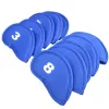 Produkty 10pcs/zestaw Golf Iron Covers Iron Golf Club Protective Black/Red/Blue Golf Club Iron Protector Golf Akcesoria