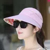 Breda randen hattar hink hattar Sommarsol Skydd Fällbar solhatt Kvinnor Wide Brim Cap Womens Holiday UV Protection Sun Hat Beach Packaging Visor Hat 240424