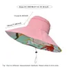 Kapłacy kapelusze czapki 18 cm duże brzegi damskie kapelusz słoneczny luksusowy dwustronna noszona roślina drukowana bawełniana czapka bawełniana i oddychająca letnia czapka 240424