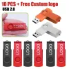 Drives 10pcs/lot Metal USB 2.0 Flash Drive 64GB 32GB 16GB 8GB 4GB Pen drive usb flash Pendrive U Disk Memoria Cel Usb Stick for Gifts