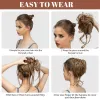 Chignon Synthetische rommelige broodje Elastische haarstukjes Krullende scrunchie Zwart blond bruin Chignon Band Updo Donut Natural Fake Hair For Women