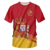 Men's Polos Spain T-Shirt Summer Mens T-Shirt Spain National Emblem Printed Top Round Neck Short Sleeve Large Size Mens Clothing ShirtL2404