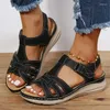 Casual Shoes 2024 Female Open Toe Ladies Sandals Summer Rome Hollow Solid Outdoor Beach Wedge Large Size