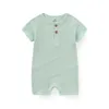 Rompers Kiddiezoom 1 PCs Fashion Four Seasons Unisex Solid Short Sleeve Baby Boy Girl ROMPERS 100%Baumwollweiche Neugeborene Jumpsuit Kleidung D240425