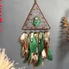 Dekorativa figurer Creative Triangle Dream Catcher Wind Chimes handvävd fjäder vardagsrum vägg hängande ornament julklapp hem