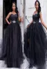 Plus size sweetheart zwarte prom -jurken met kristal formele avondjurken Saoedi -Arabisch vestidos de gala party prom jurk1312552