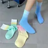 Women Socks Gradient Classic Striped Fashion Sporty Middle Cute Harajuku Casual Female Skateboard Cotton Sock American Street Sox