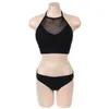 Kvinnors badkläder baddräkt 2024 Bikini Sexiga kläder för kvinnor Bad Outlet Swim Fashionable Split Body Solid Color Swimsuit Mesh Beach