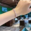 Beaded New Fashion Women Silver Color Rose Gold Bracelet for Female Crystal Square Charm Bracelet Bridal Wedding Fine Jewelry Gift