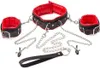 Conjunto BDSM de Bondage Sex Feminina de Couro PU, colarinho ajustável com grampos de mamilo SM, cadeia de tração de metal, algemas