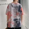 T-shirts masculins Versma coréen harajuku ulzzang camouflage imprime tee masculin hip hop streetwear t-shirts dye t-shirts à cravate surdimensionnée