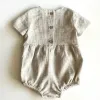 One-Pieces Korean Style Summer Toddler Baby Boys Girl Romper Cotton Short Sleeve Cotton Linen Infant Baby Girls Boys Jumpsuit