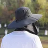 Breda grälhattar hink hattar fashionabla sommarsol hatt uv skydd utomhusjakt fiske sol hat bred grim andas av löstagbar mens fiskare hatt e9s9 240424