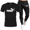Summer Cotton T-Shirt Pants Set For Man Sell Casual Fitness Jogger 2 Piece Suits Short Sleeped Mens Tracksuit 240425