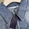 Jackets femininas Casaco curto 2024 Jaqueta fina de jeans com amarração