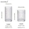 Tumblers 4PCS 400ML Round Glass Cups Vintage Glassware Embossed Pattern Style Transparent Cocktail Glasses Set For Bar Beverages Coffee H240425