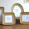 Frames Vintage European Style Golden&Sliver Round Photo Frame Home Family Decorn Resin Picture Frame Creative Wedding Birthday Gifts