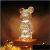 Dekorative Objekte Figuren 3D Feuerwerk Bär LED Night Light 7 Farbatmosphäre Romantische Schlafzimmer Dekoration Desktop -Lampen D otxyj