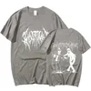 Мужские футболки Ghostemane Двусторонняя футболка для печати Мужчины Женщины 100% хлопковая мода хип-хоп металлическая готическая рок