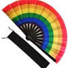 10-inch fan bamboo bone 33CM rainbow fan popular cloth kung fu fan Rainbow multicolored Ring fan Sturdy for performances